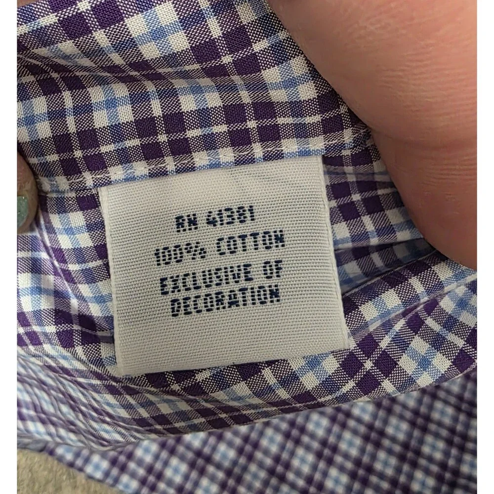 Polo Ralph Lauren Shirt Medium Blue Purple Checked Long Sleeve Button Down
